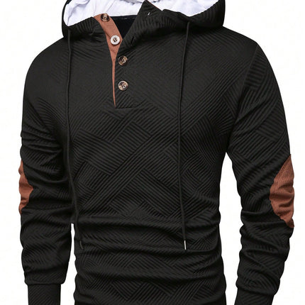 Premium Men's Jacquard Hooded Sweater - Casual Pullover Hoodie for Sports & Leisure
