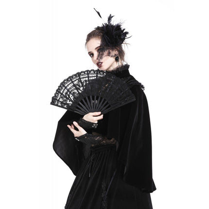 Dark in Love Gothic Elegance Black Lace Fan – Victorian-Inspired Accessory