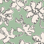 Curved Piped Headboard / Floral Sketch / sea foam