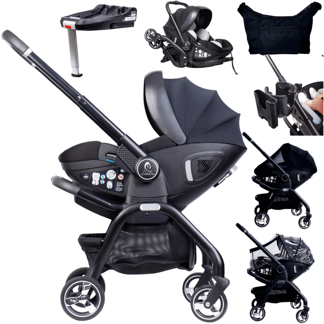For Your Little One Qubi Infant Car Seat & Stroller 7 Piece Bundle - Eclipse Black