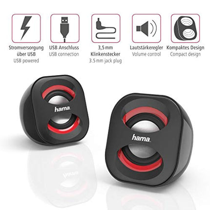 Hama Sonic Mobil 183 USB Powered Desktop PC Speakers with 3.5mm Jack