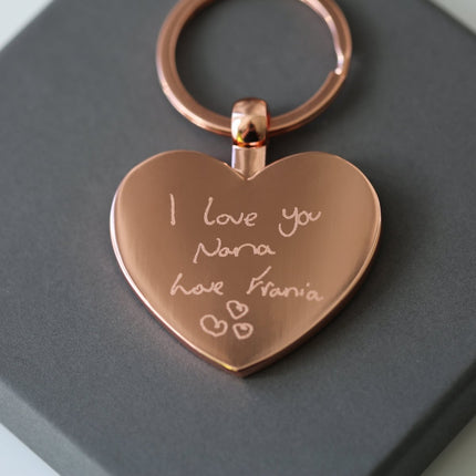 Hearts Forever Keychain With Handwriting Engraving