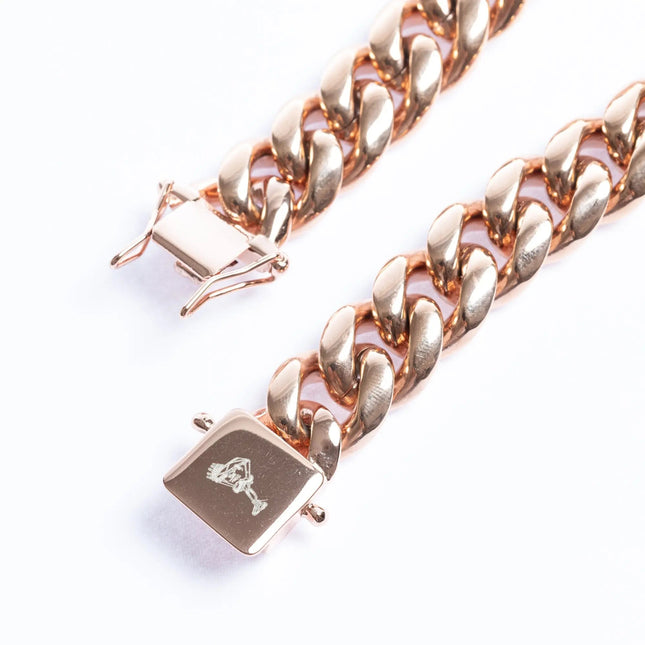 14mm Miami Cuban Bracelet - Rose Gold