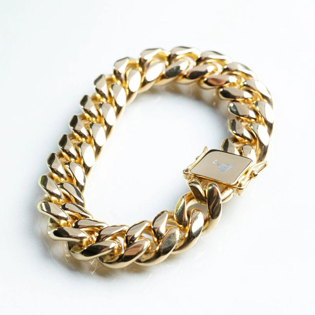 14mm Miami Cuban Bracelet - Gold