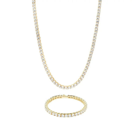 5mm Tennis Chain + Bracelet Set - Gold