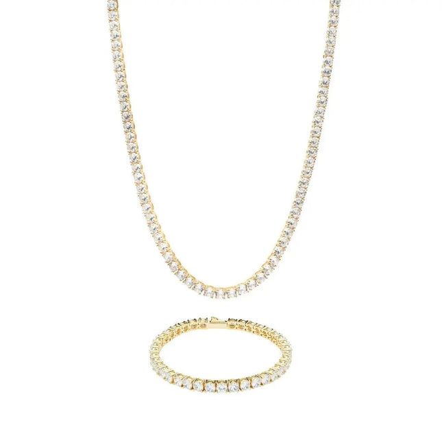 5mm Tennis Chain + Bracelet Set - Gold