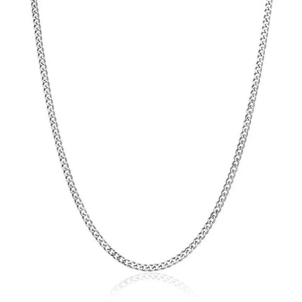 3mm Micro Cuban Necklace - White Gold