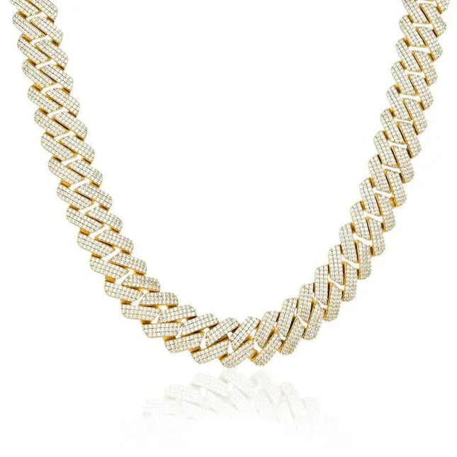 19mm Iced Prong Cuban Chain - Gold