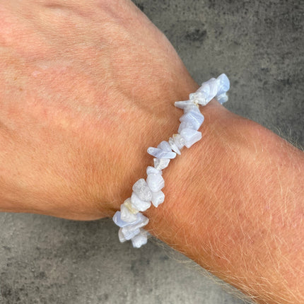 Blue lace agate - Crystal chip bracelet