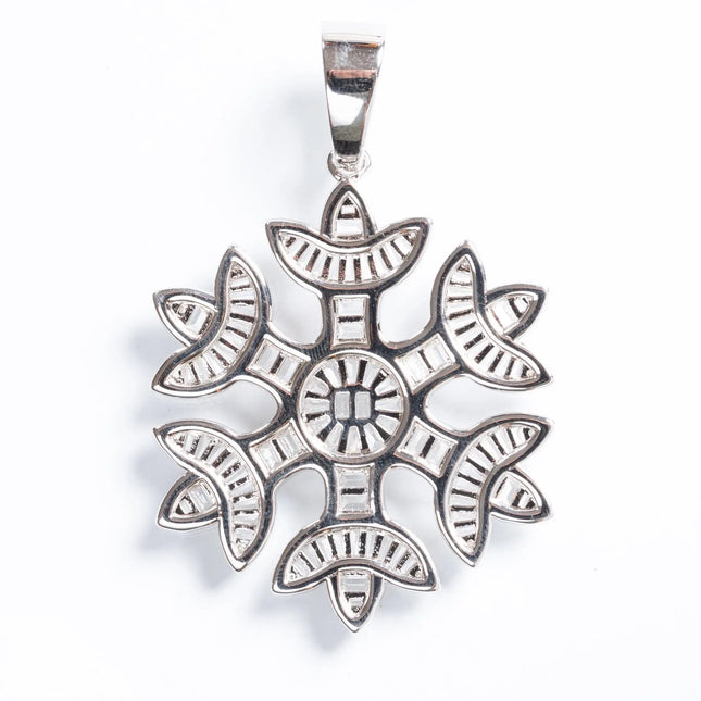 Iced Snowflake Pendant - Silver