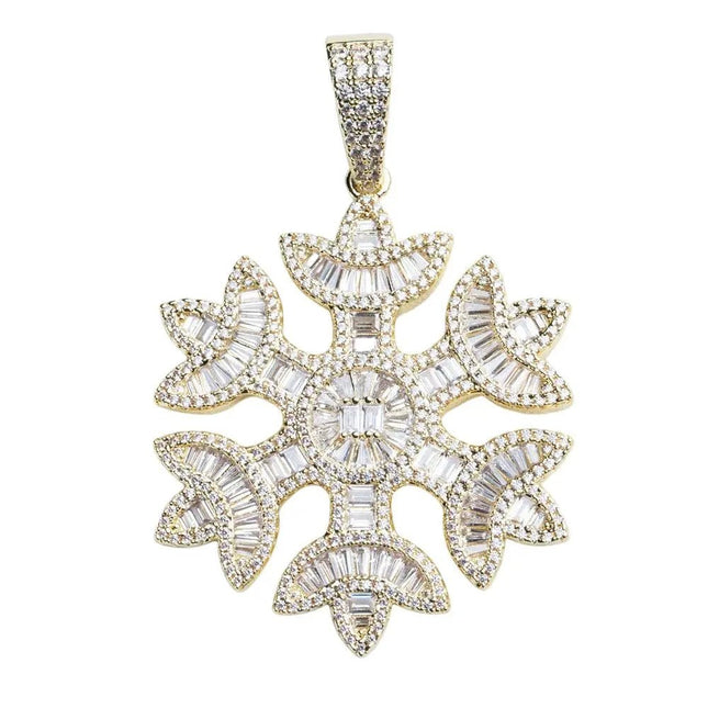Iced Snowflake Pendant - Gold