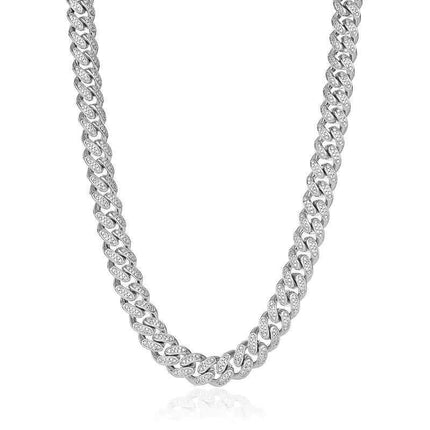 12mm Iced Miami Cuban Chain - Silver