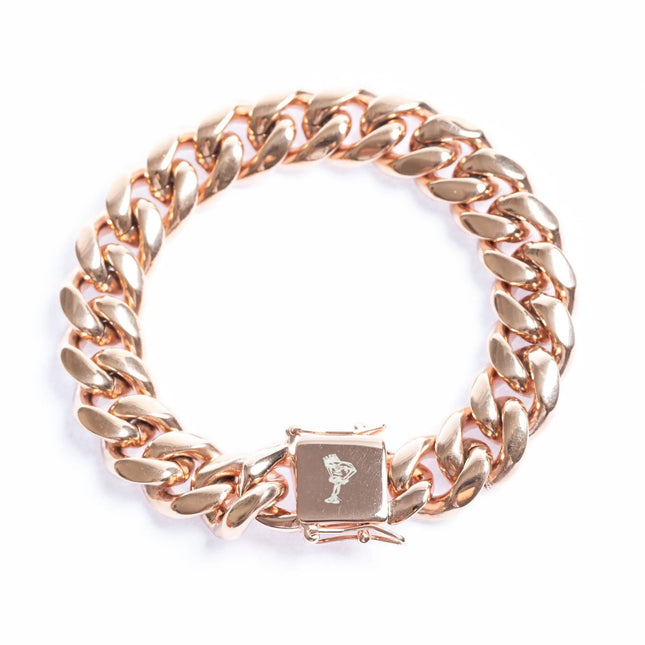 14mm Miami Cuban Bracelet - Rose Gold