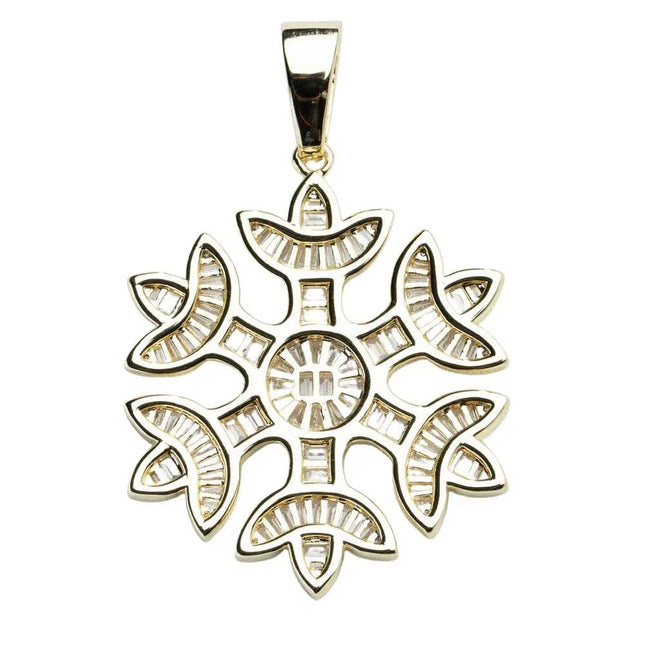 Iced Snowflake Pendant - Gold