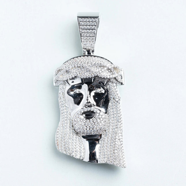 Iced Xl Jesus Pendant - Silver