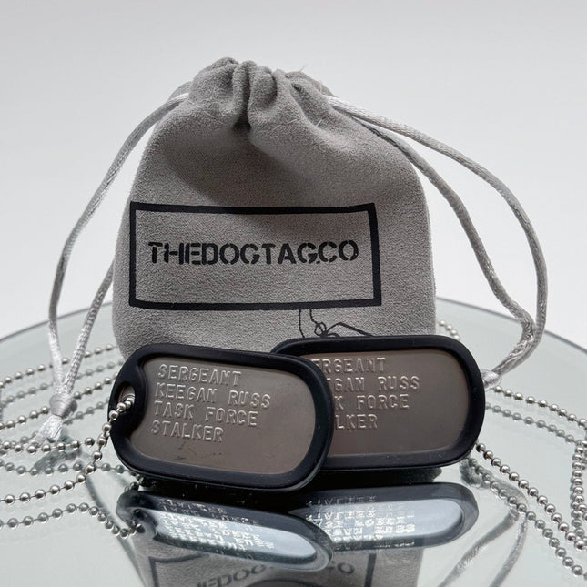 'KEEGAN RUSS' Military Dog Tags - Cosplay Costume Prop Replica - Stainless Steel Chains Included