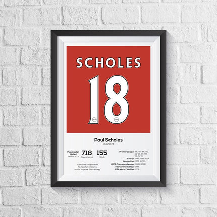Paul Scholes Manchester United Legend Stats Print