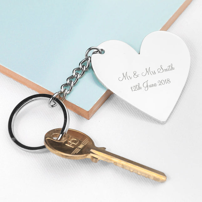 Personalised Heart Silver Plated Keyring