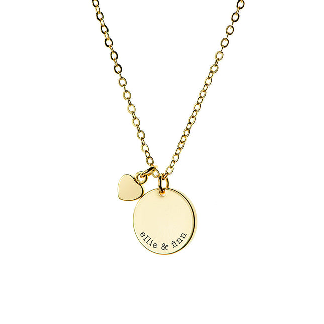 Personalised Polished Heart And Disc Necklace