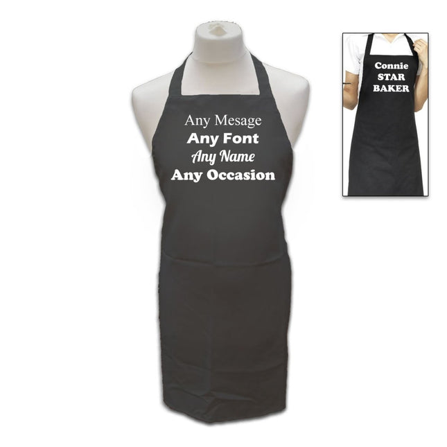 Personalised Black Apron, Personalise with Any Message