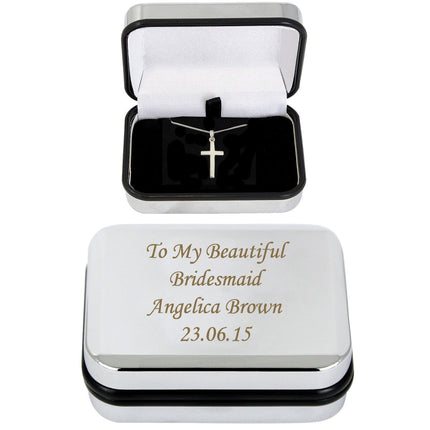 Personalised Box With Silver Cross Necklace