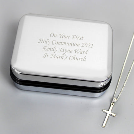 Personalised Box With Silver Cross Necklace