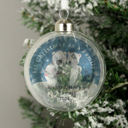 Personalised First Christmas As A Family Glass Bauble