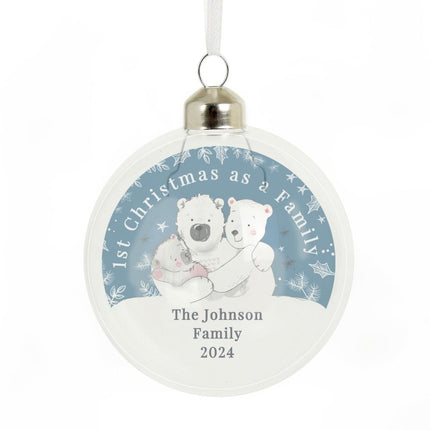 Personalised First Christmas As A Family Glass Bauble