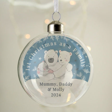 Personalised First Christmas As A Family Glass Bauble