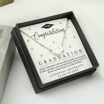 Personalised Graduation Sentiment Silver Tone Necklace And Box