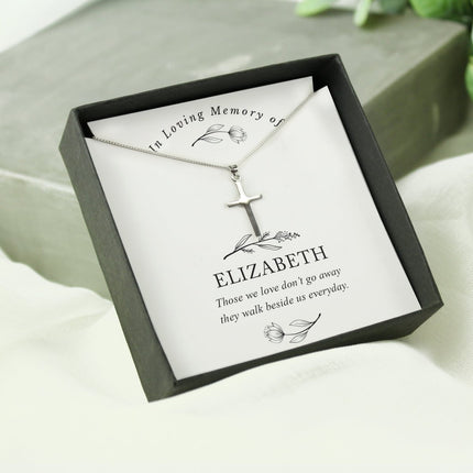 Personalised In Loving Memory Cross Sentiment Necklace And Box