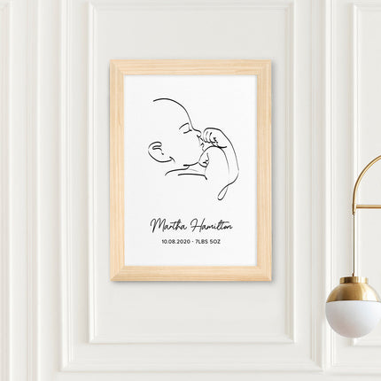 Personalised Personalised Line Art Relaxed Baby Print
