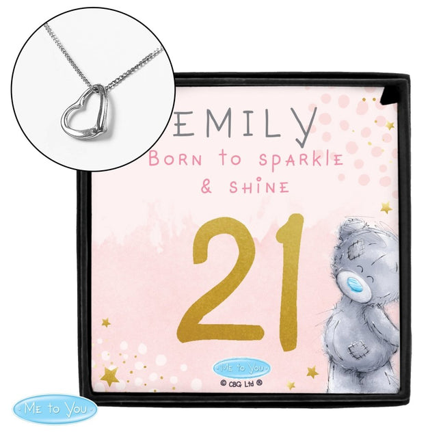 Personalised Me To You Sparkle & Shine Birthday Sentiment Silver Tone Necklace And Box