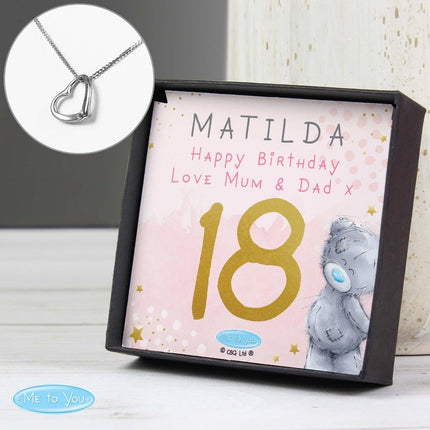 Personalised Me To You Sparkle & Shine Birthday Sentiment Silver Tone Necklace And Box