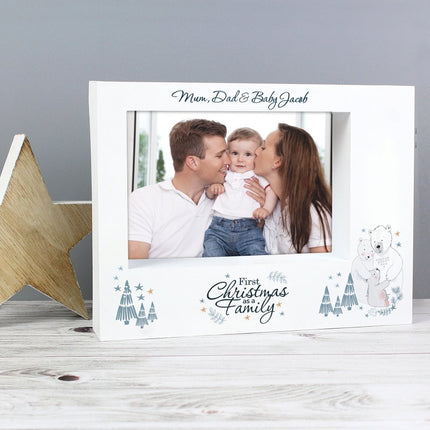 Personalised Polar Bear '1st Christmas As A Family' 5x7 Inch Box Photo Frame