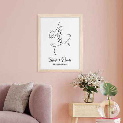 Personalised Personalised Romantic Line Art Loving Couple Print