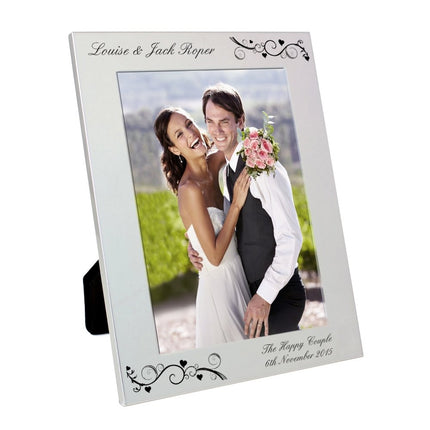 Personalised Silver 5x7 Inch Black Swirl Photo Frame