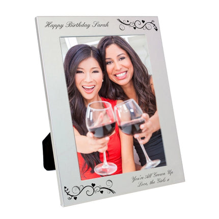 Personalised Silver 5x7 Inch Black Swirl Photo Frame