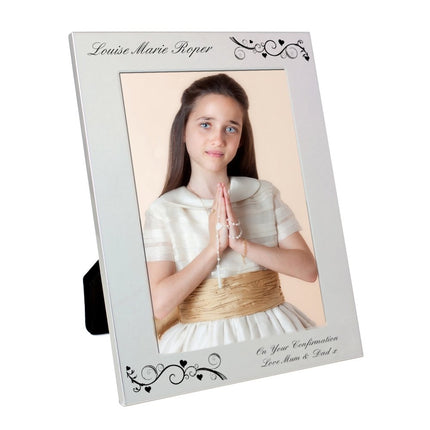 Personalised Silver 5x7 Inch Black Swirl Photo Frame