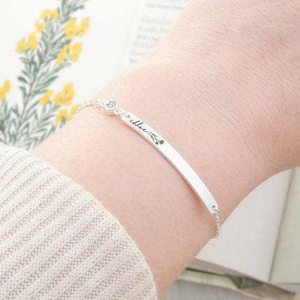 Personalised Personalised Silver Birth Flower Swarovski Crystal Bracelet