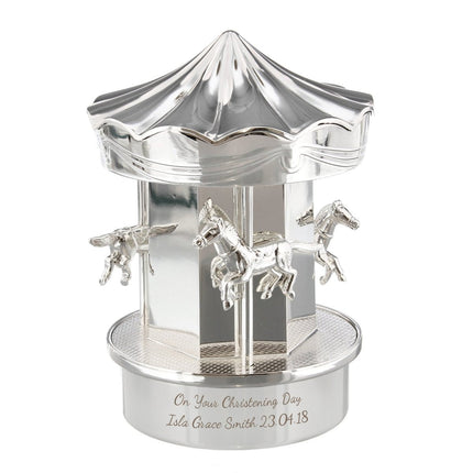 Personalised Silver Plated Carousel Children's Money Box