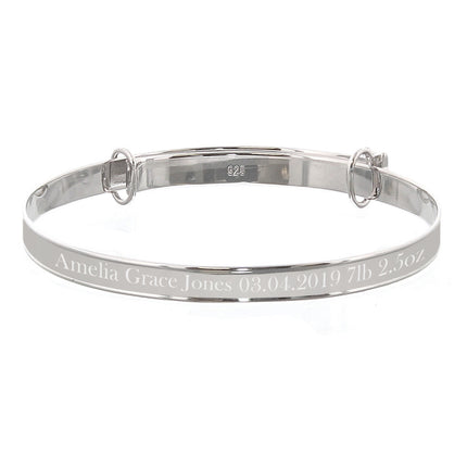 Personalised Sterling Silver Childs Expanding Diamante Star Bracelet -  Ideal For Newborn Babies, Christenings