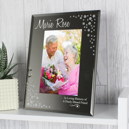 Personalised Swirls & Hearts Diamante 6x4 Inch Glass Photo Frame