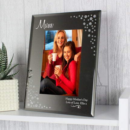 Personalised Swirls & Hearts Diamante 6x4 Inch Glass Photo Frame