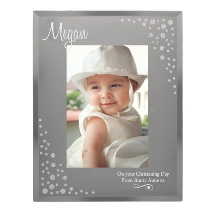 Personalised Swirls & Hearts Diamante 6x4 Inch Glass Photo Frame