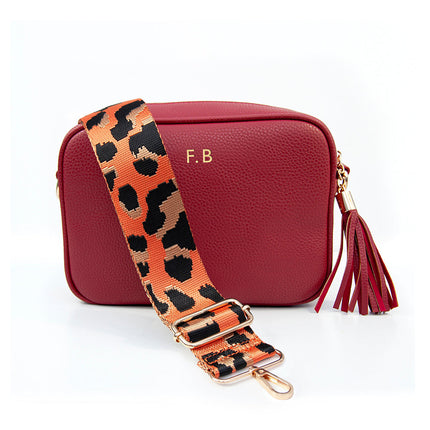 Personalised Personalised Vegan Leather Crossbody Bag in Red