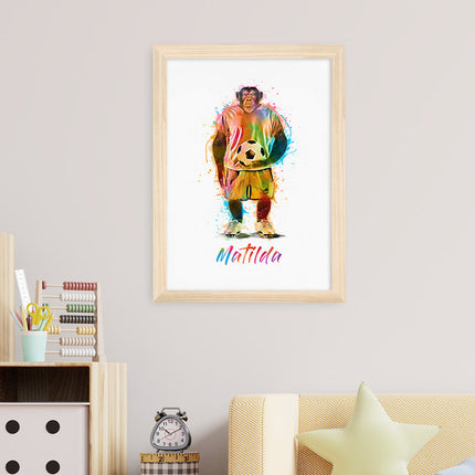 Personalised Personalised Watercolour Chimpanzee Football Print