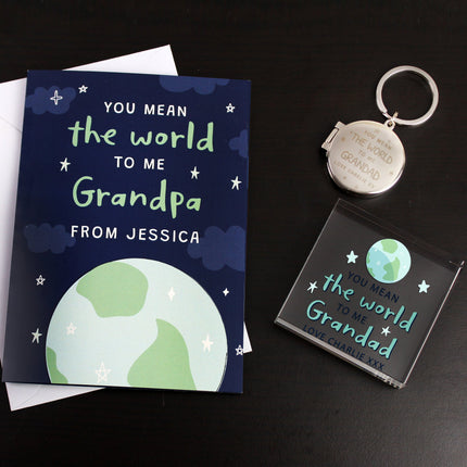 Personalised You Mean The World To Me Round Photo Keyring