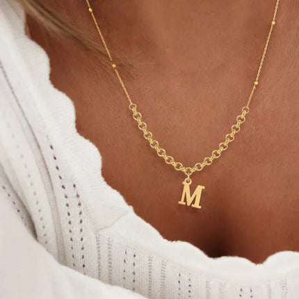 Wholesale Jewelry Casual Elegant Simple Style Letter 201 Stainless Steel 304 Stainless Steel round Pearl Chain ball chain Pendant Necklace