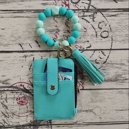 cute flower leopard leather women's keychain